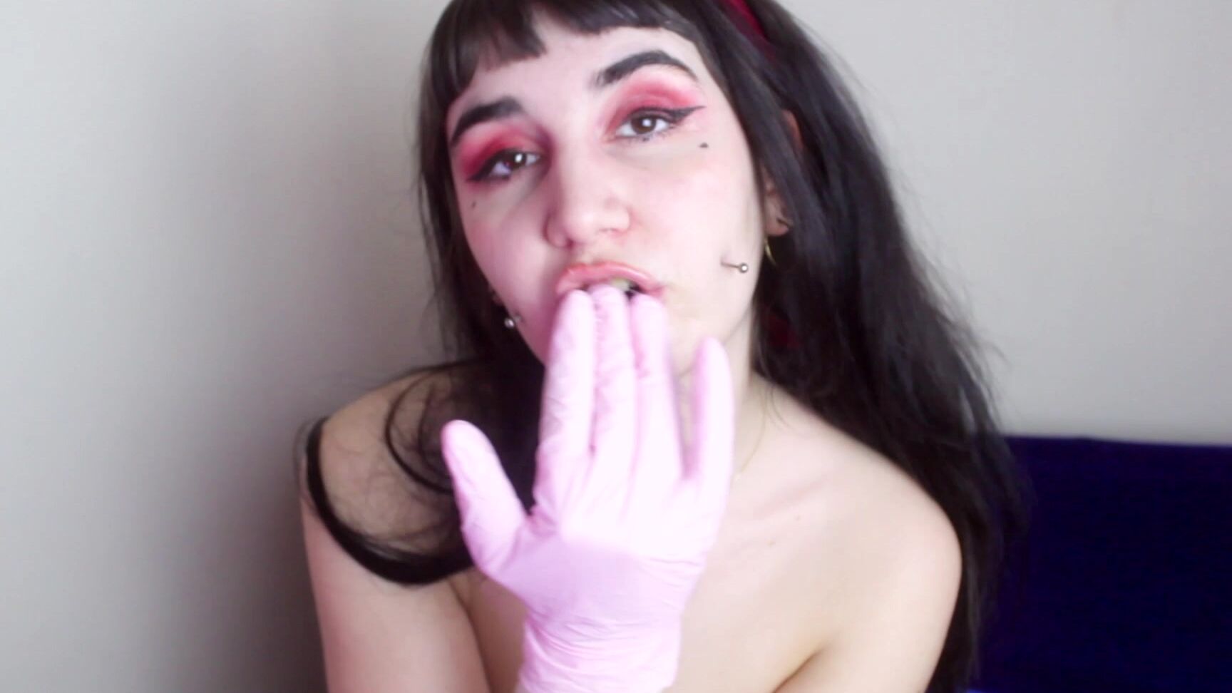 Glove Fetish,Kink,Medical Fetish,Spit Fetish,Swallowing / Drooling dominatrixvera messy spit play medical gloves ManyVids