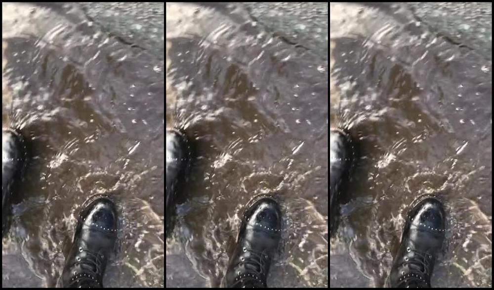 Mistress Athena Nicknamed Mistressathena Onlyfans My Boots Are Filthy Stomping In Puddles In My Biker Boots To Clean Amp Now