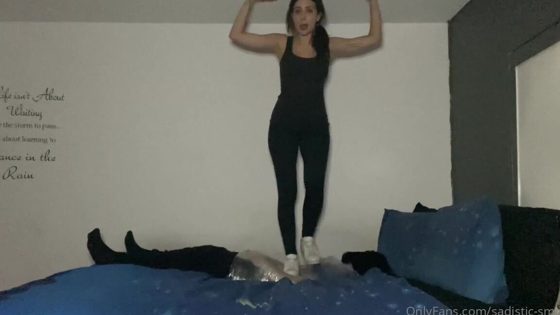 Sadistic Smother Trampling From Hell Mistress Alexis Tramples Slave In Converse Sneakers While Saran Wra