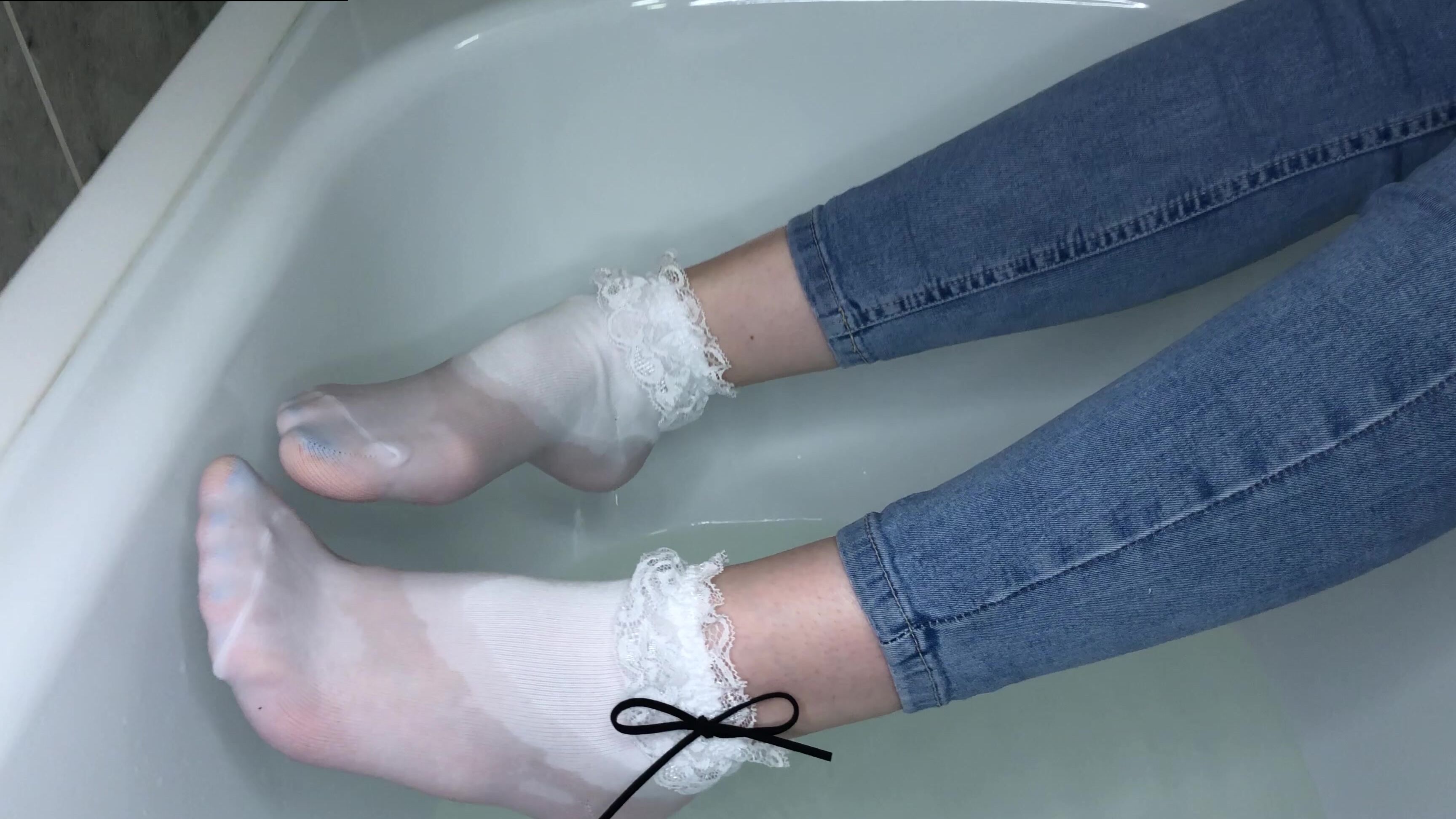 Foot Fetish, SFW, Toenail Polish, Wet Look blowrayne wet white socks ManyVids