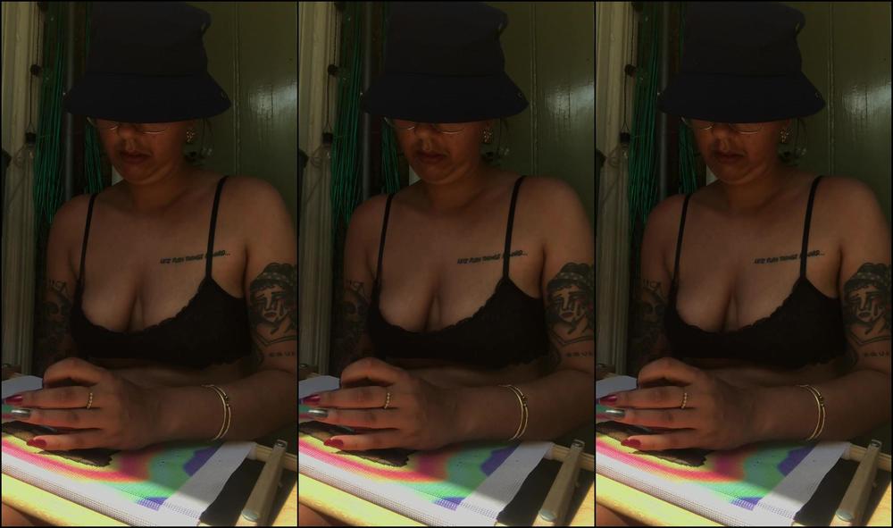 Goddessprick Busty Babe Doing A Tapestry And Having A Lil Smoke Outside In The Summer Heat