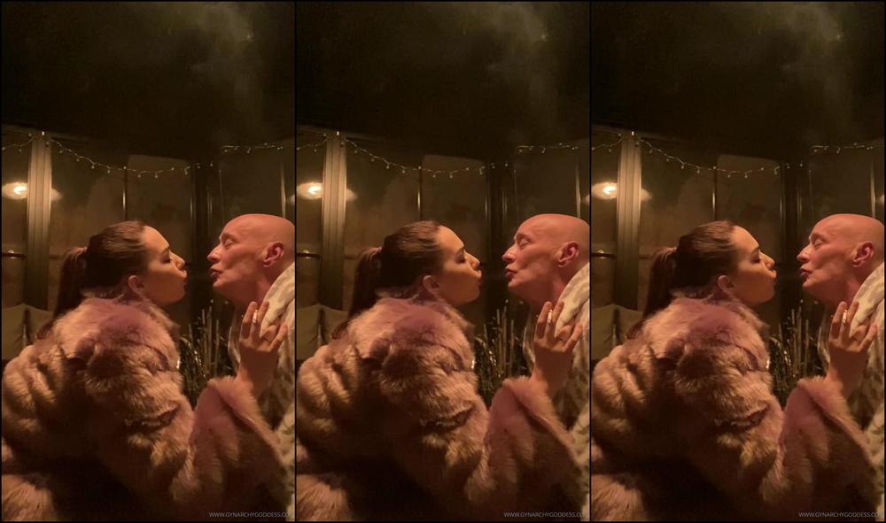 Gynarchygoddess Smoking With My Ashtray Wrapped In Fur And Nylon Smoking Humanashtray