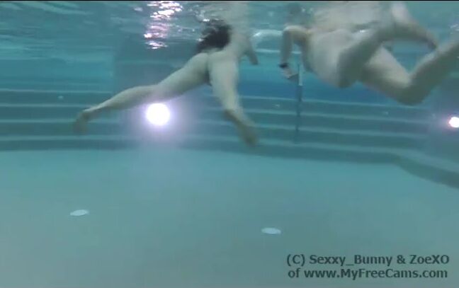 Blonde, Brunette, Exhibitionism, Public Nudity, Underwater Fetish sexxy bunny underwater fun in public ManyVids