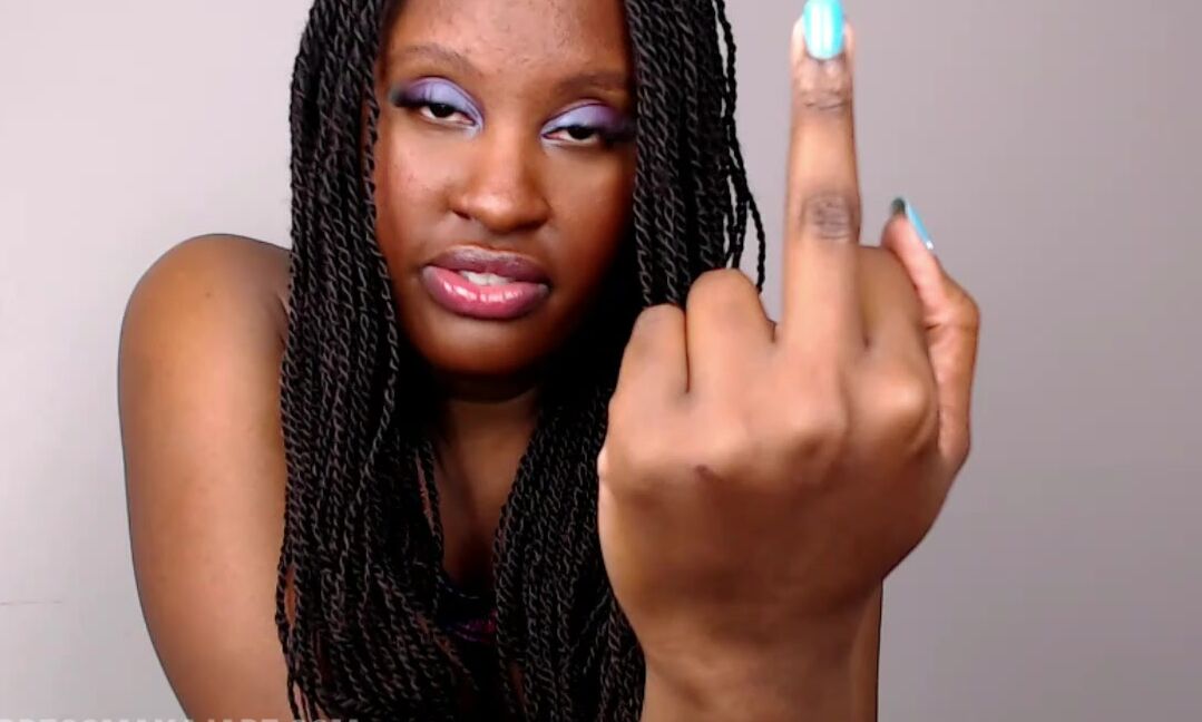 "UnfriendlyBlckHottie" brat girls, ebony female domination, humiliation, ripoff, verbal humiliation Middle Finger Rip Off manyvids