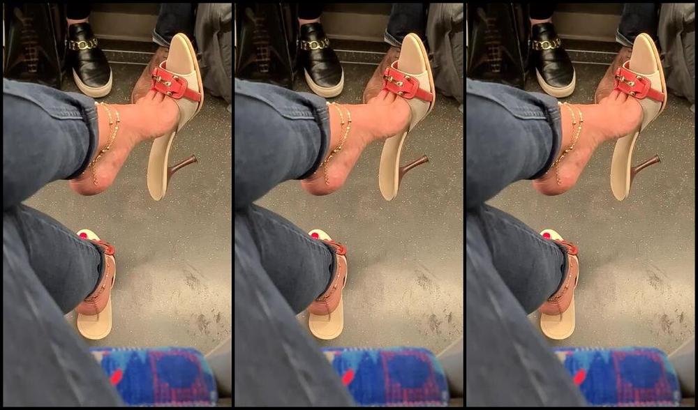 Feetbysherri Onlyfans Shoe Dangling On The Jubilee Line London Underground