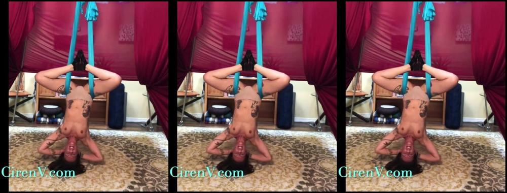 Brunette, Fitness, Long Hair, Tattoos, Workout ciren verde post workout stretch in the silk ManyVids