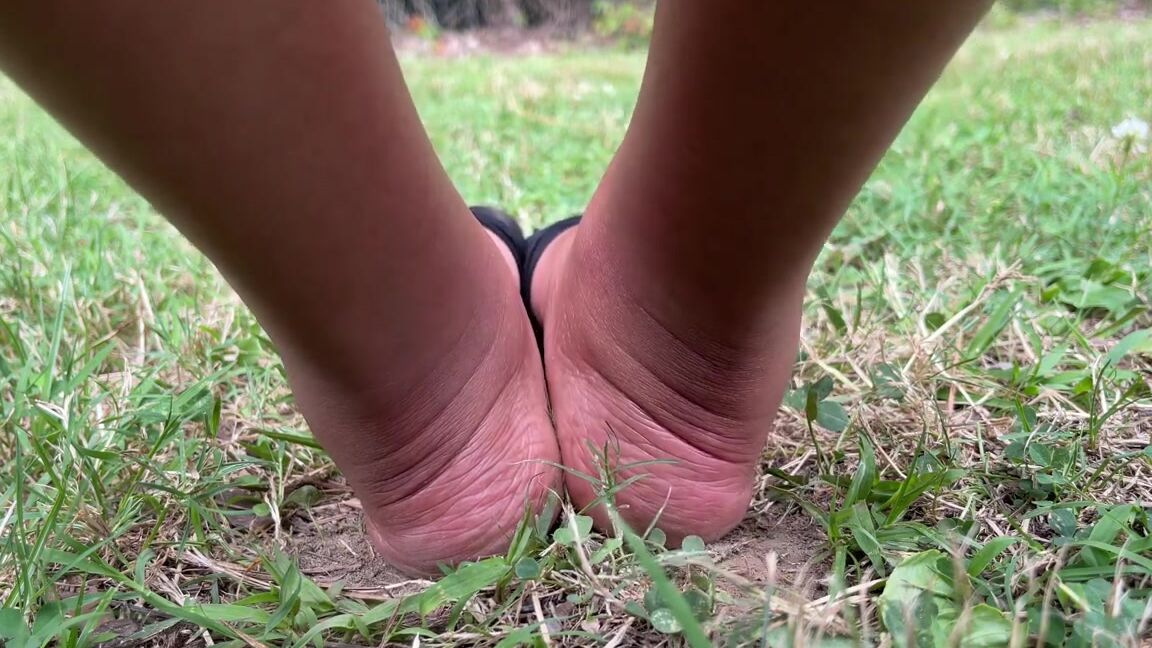 Nylon Worship, Feet, Foot Fetish, Ebony Foot Fetish, Dirty Feet, SFW black nylon removal outside ManyVids