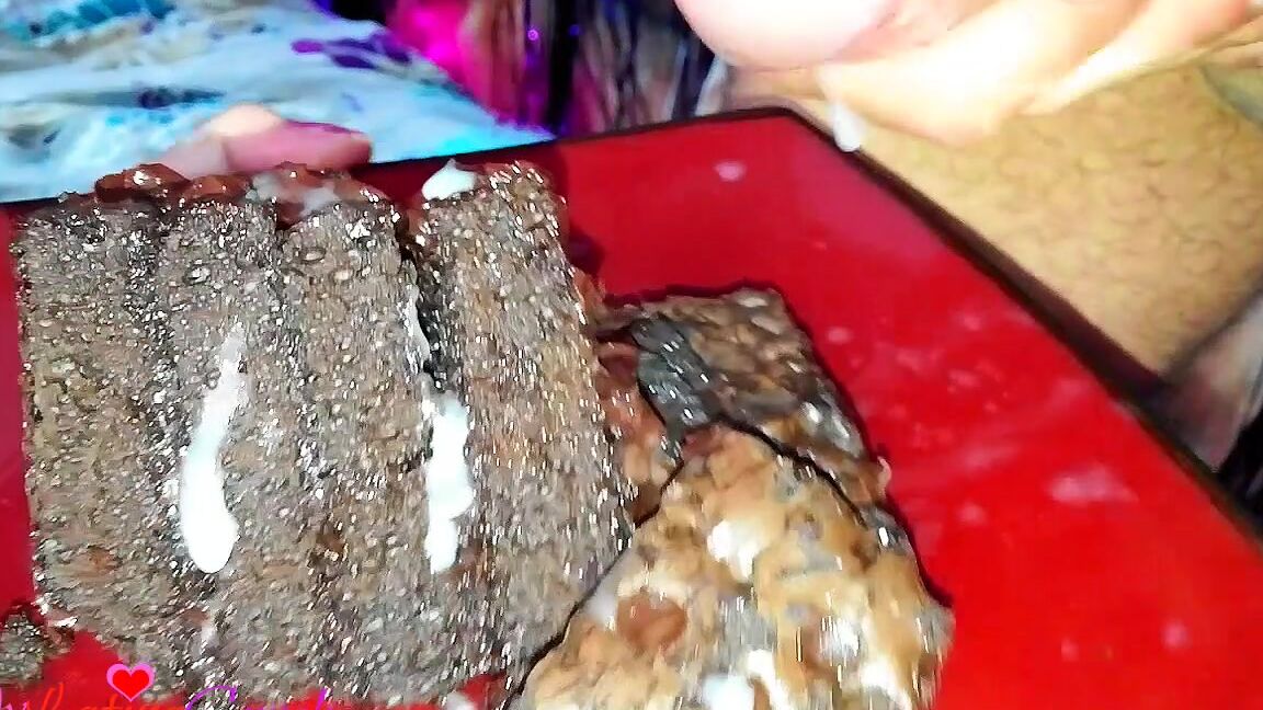 Food, Food Porn, Food Stuffing, Blowjob, Cum Play mylatinacrush milking 3 cocks and eating cum cake ManyVids