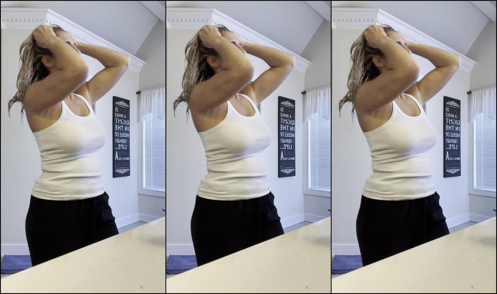 MILF, Hair Brush, Hair Washing, Bathroom, Single Mom rose washes her hair ManyVids