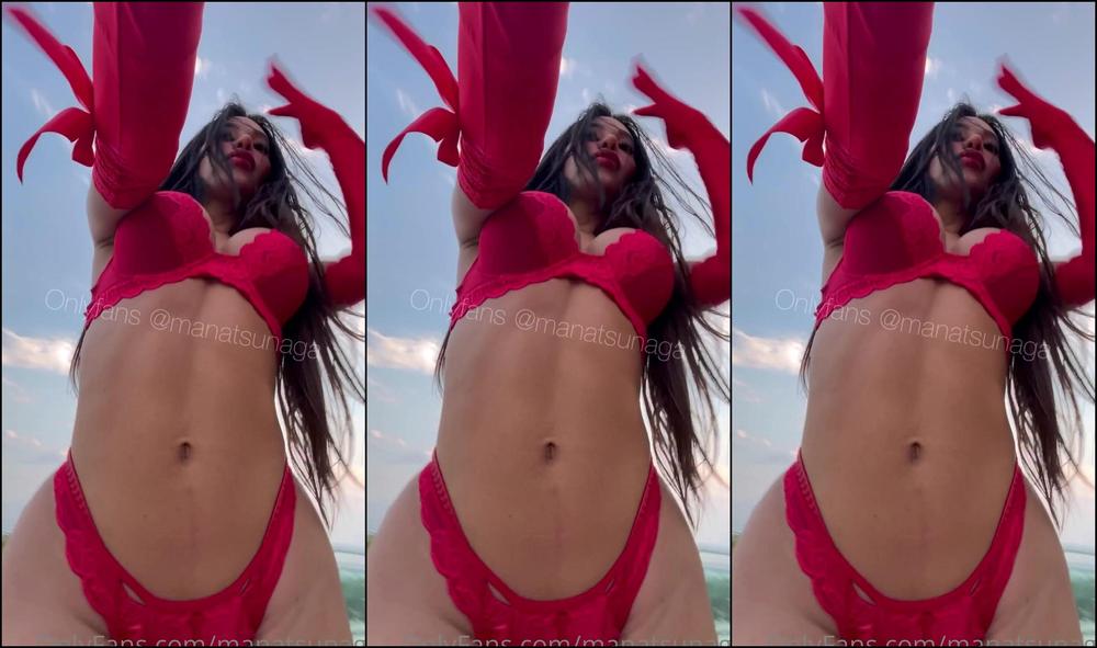 Manatsunaga Cum For Me In Red Lingerie