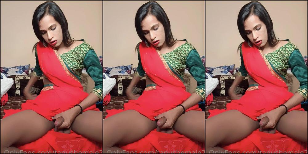 Tanushemale Red Saree Cumshoot