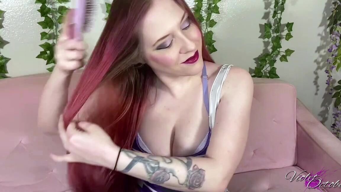 "VioletOctober" curvy, hair brush, long hair, non-nude, redhead Brushing My Long Red Hair manyvids