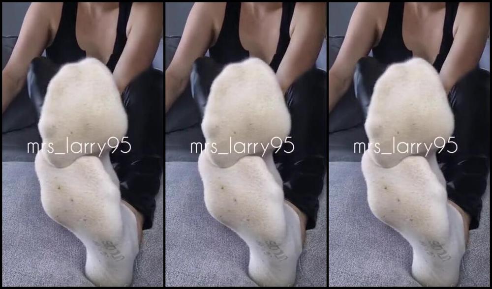 Mrs Larry Onlyfans Schwarze Lederlegings Mit Dreckiger Sockensession Black Leather Leggings With Dirty Socks Session