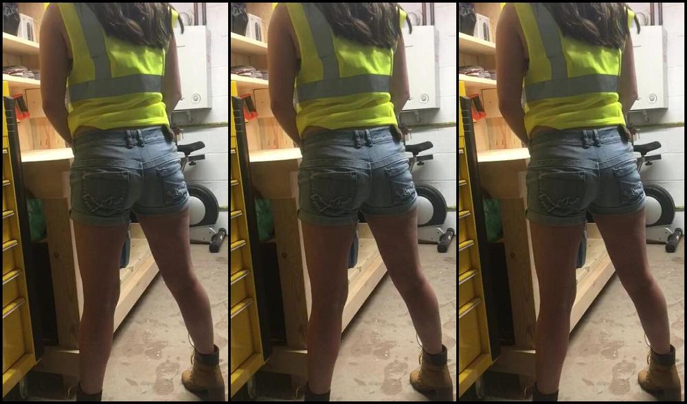 "SuzieLove212" boots, pussy play, role play, squirt, squirting Builder Girl Squirts in the Garage manyvids