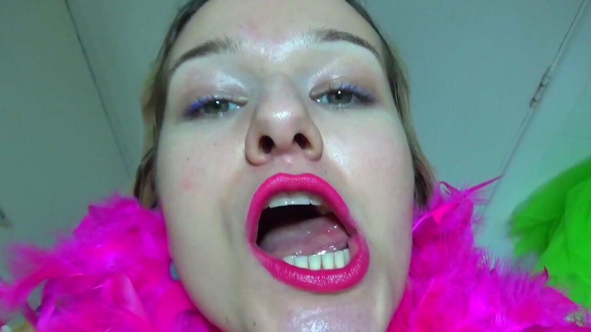 "Goddess Vanessa" lipstick fetish, mouth fetish, tongue fetish, vore, teeth PINK MOUTH Tour manyvids