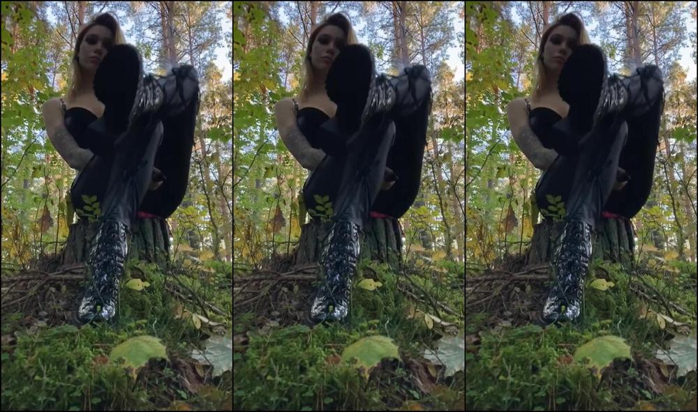 "GoddessAven" dirty feet, feet joi, goddess worship, humiliation, leather, sfw leather boots joi humiliation in forest manyvids