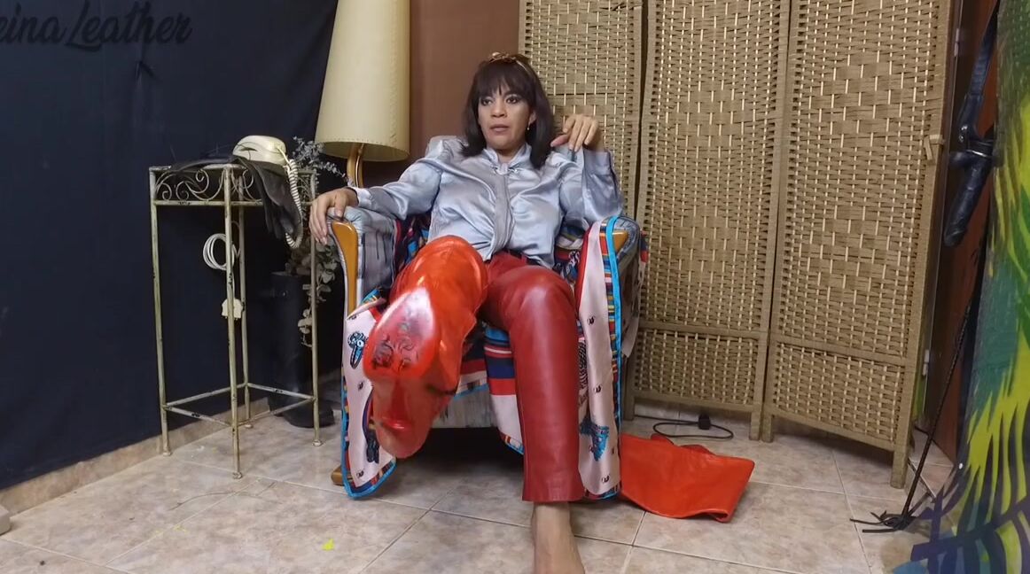 Reina Leather Nicknamed Reinaleather Onlyfans Videooo Is Here Red Trousers With Blackred Boots Thank You For The Interaction To Those Who