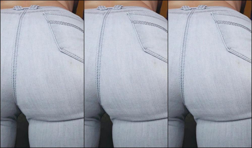 "KittyUV" amateursolo, jeanspantswetting, milf, pee, wetandmessy topless pee in tight jeans manyvids