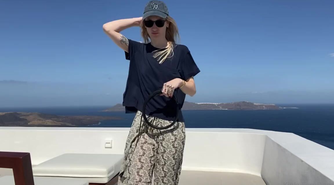 Miss Adah Vonn Nicknamed Topdomme Onlyfans Video Whip Practice On A Windy Roof In Santorini Greece The Echo Of A Good Snap Is So Sexy To