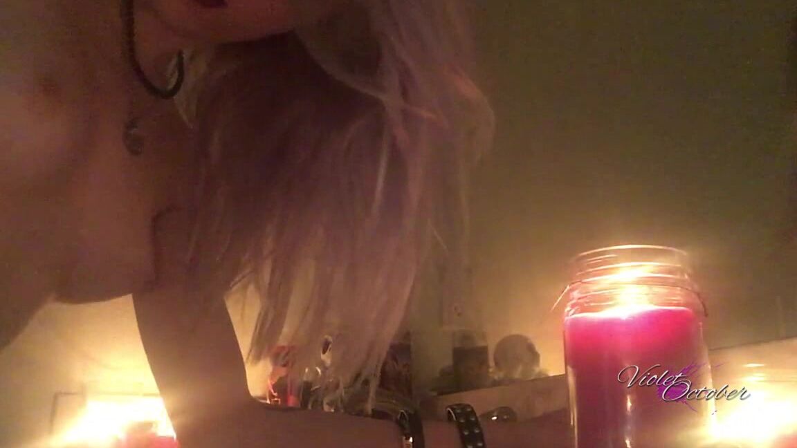 "VioletOctober" blonde, fingering, fishnets, lace/lingerie, solo masturbation Candlelit Close up Cum Manyvids