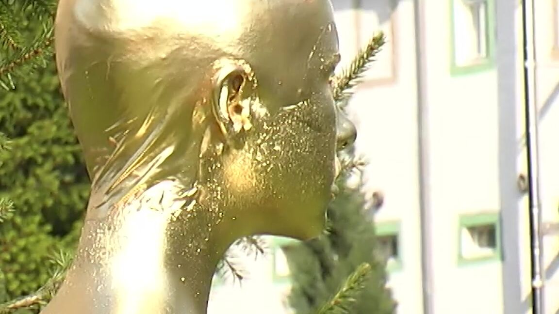 contortionist gets golden painted March 04, 2019 Manyvids