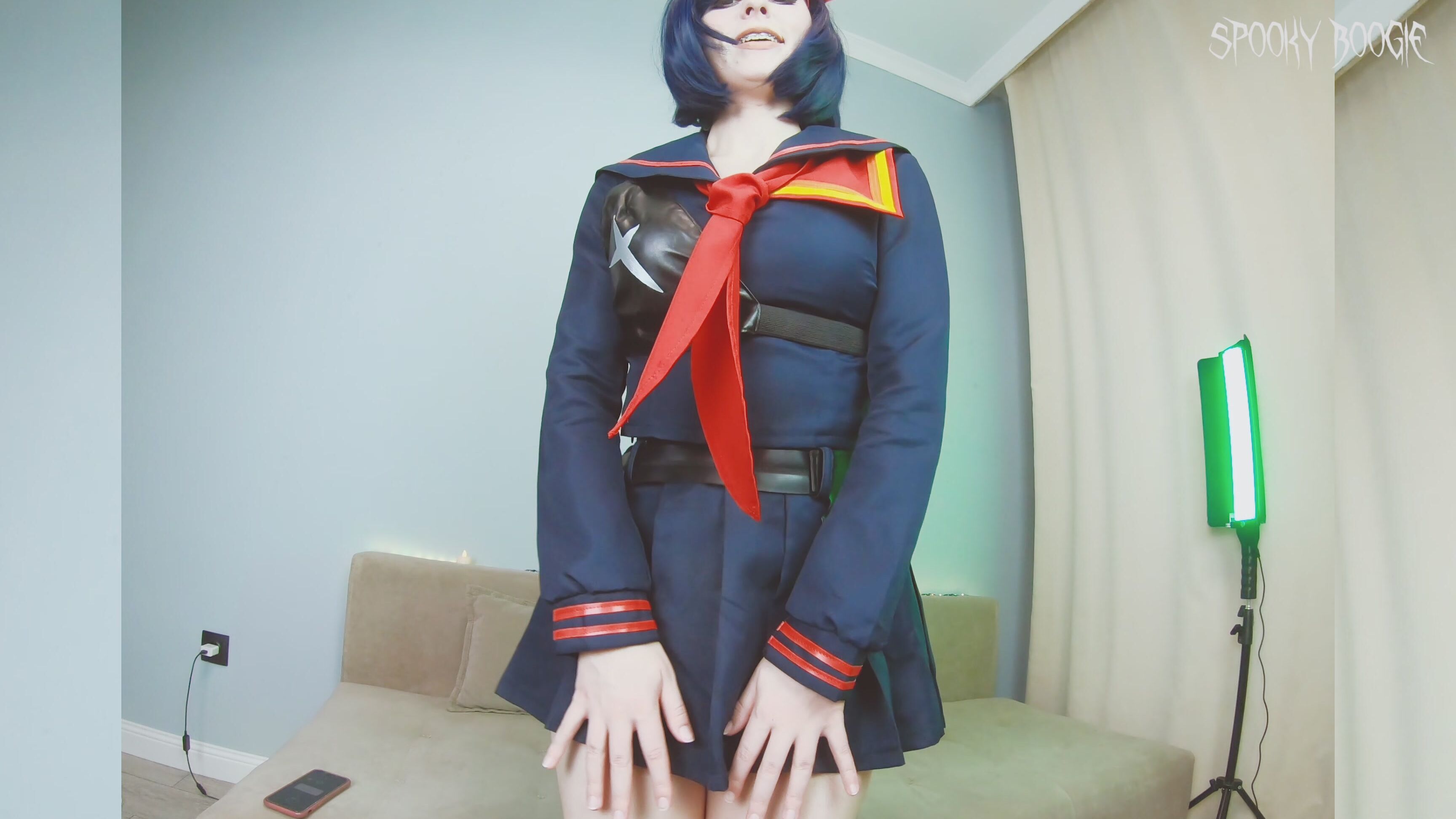 "SpookyBoogie" crossed legs fetish, pov, school uniform, sexy gamer, upskirt Ryuko Matoi teases you with her crossed legs and big ass Manyvids