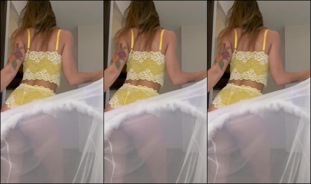 "Alexis Load" assshaking, dancing, solofemale, striptease Sheet Robe Yellow Lingerie Strip Tease Ass Shaking manyvids