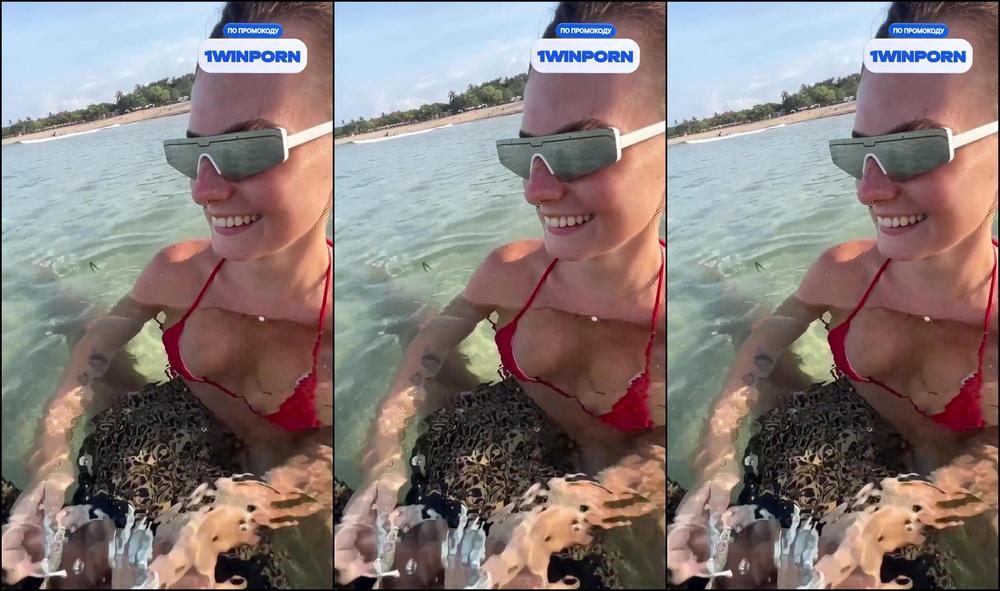 Darcy Dark Девушка В Красном Бикини Подрочила Мне В Море Около Пляжа