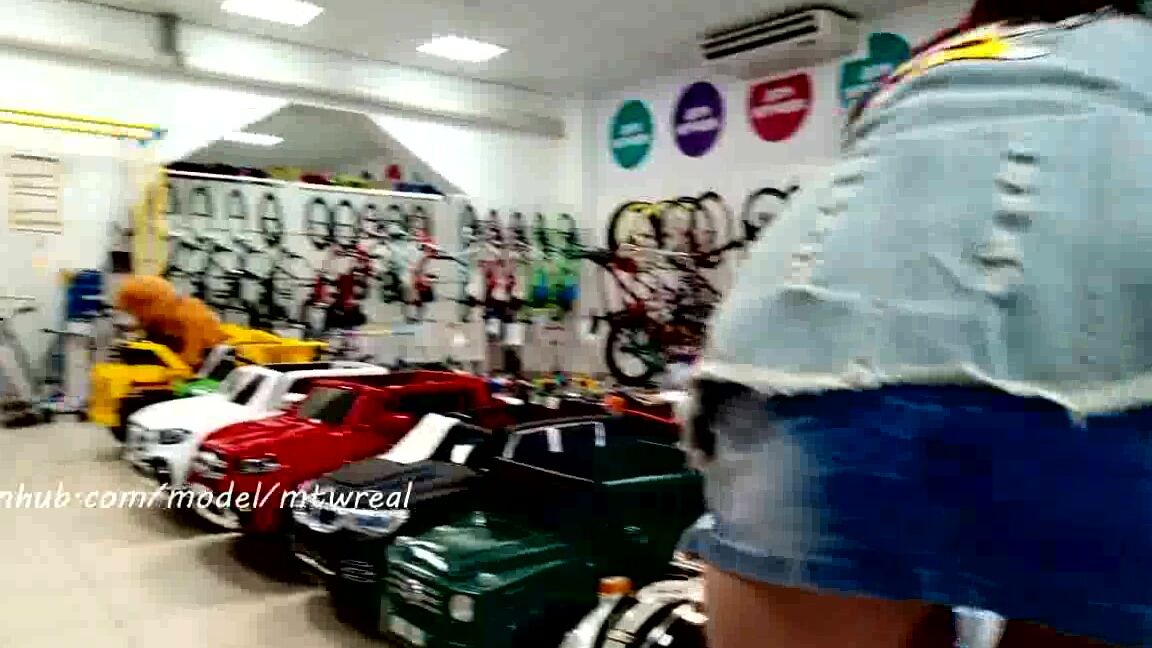 Micro Skirt Without Panties In Public Store