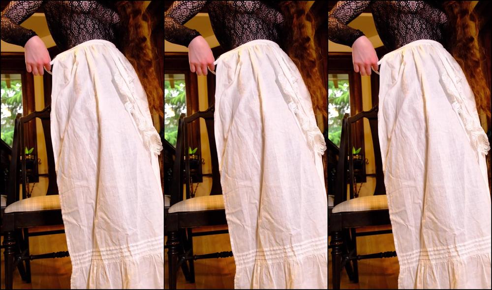 "MadameBeatrix" redhead, french maid fetish, hairy bush, pantyhose, pale Edwardian Maid in Nylon Bodysuit Fingers Herself For You Manyvids