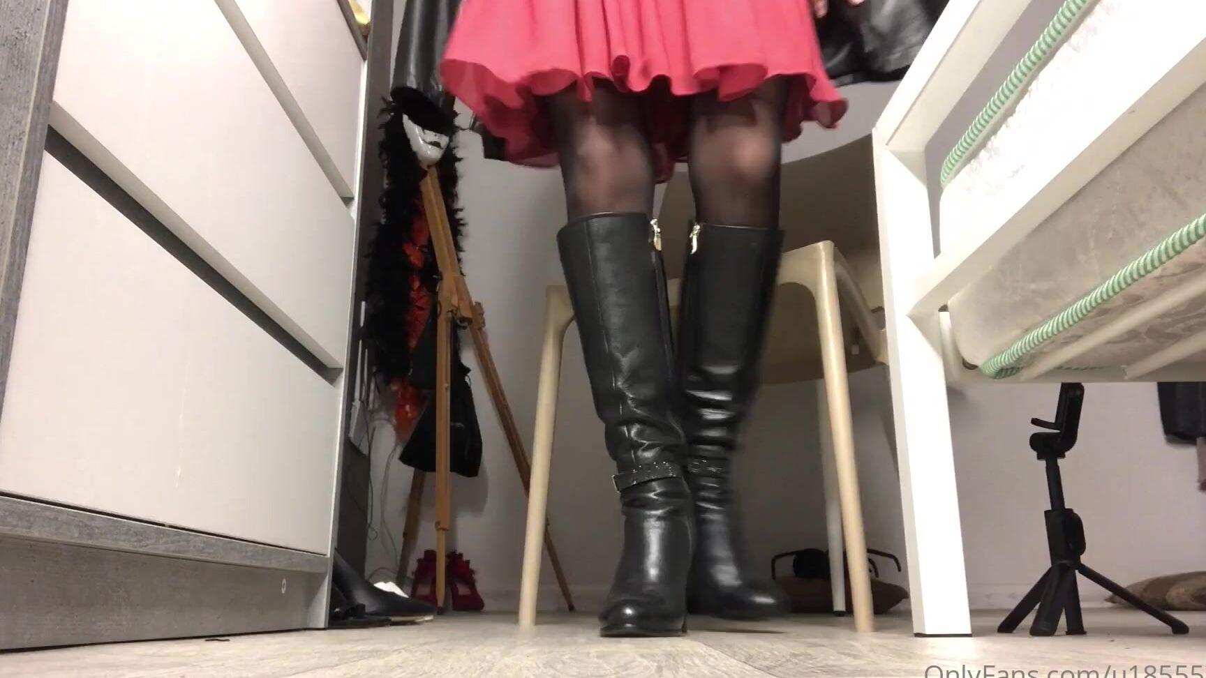 Watch Kathrynne Feetgoddess dominate Onlyfans in a femdom video with her boots on!