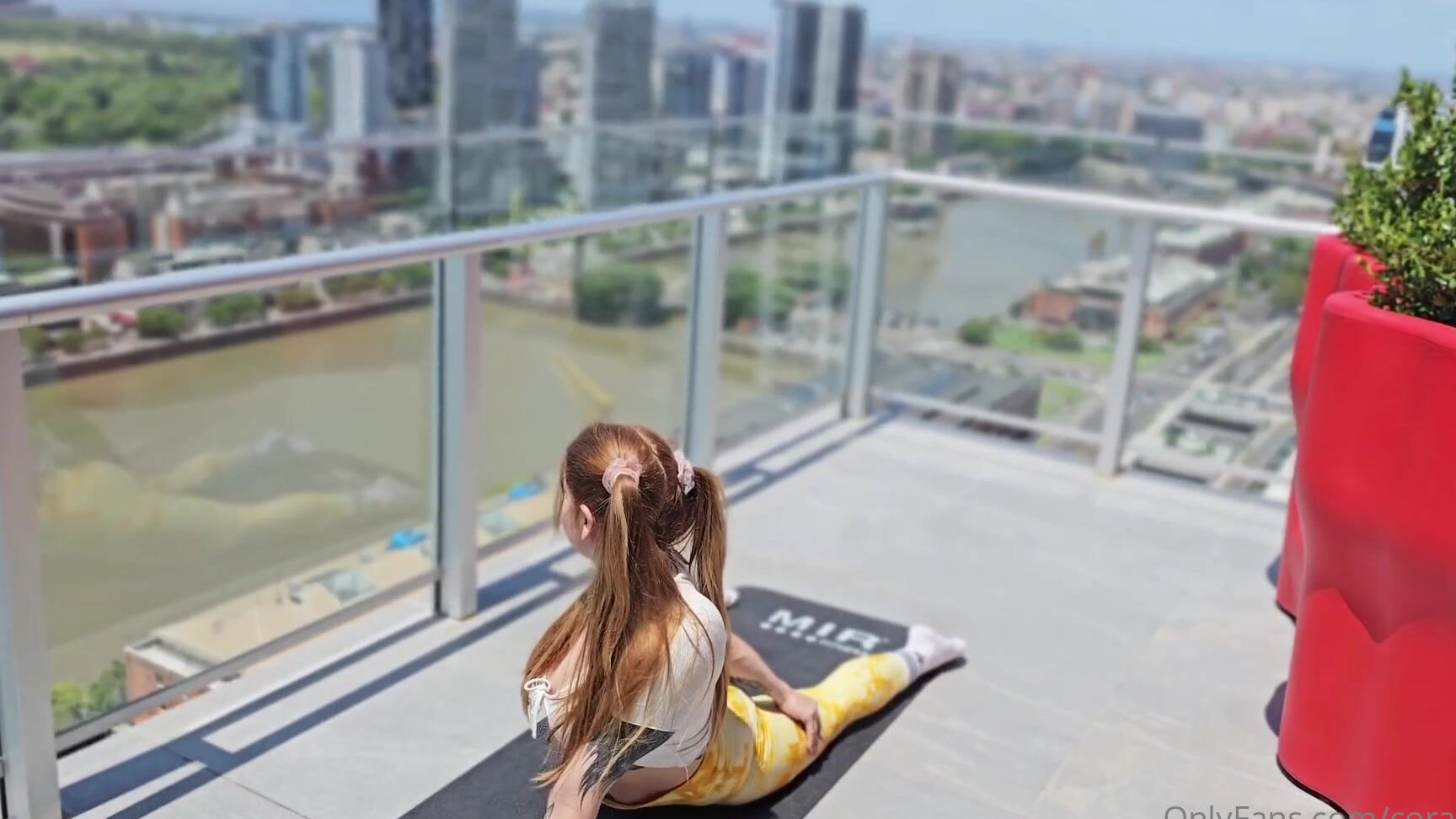 Coral Jade dominates her slave with morning yoga & femdom mistresses