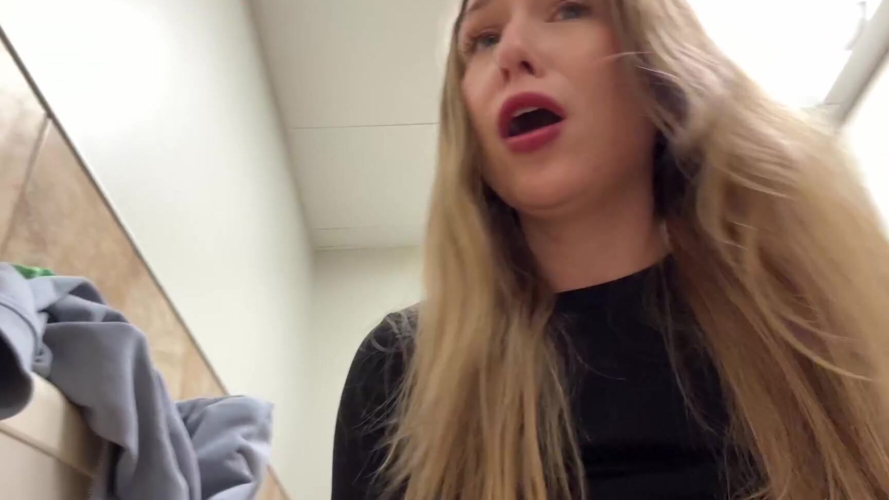 Briarriley goes wild with her toys in public bathroom & squirts in aldi toilet