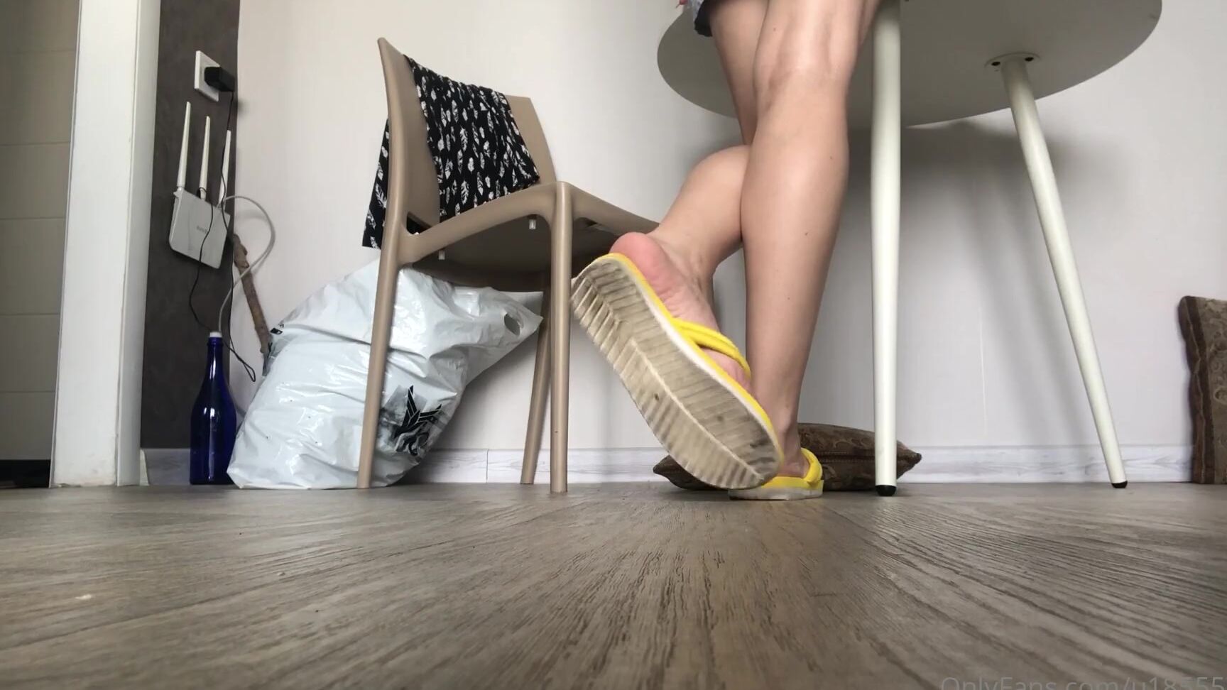 Watch Onlyfans Video Yellow Flip Flops featuring kathrynne Feetgoddess dominating & punishing her sub