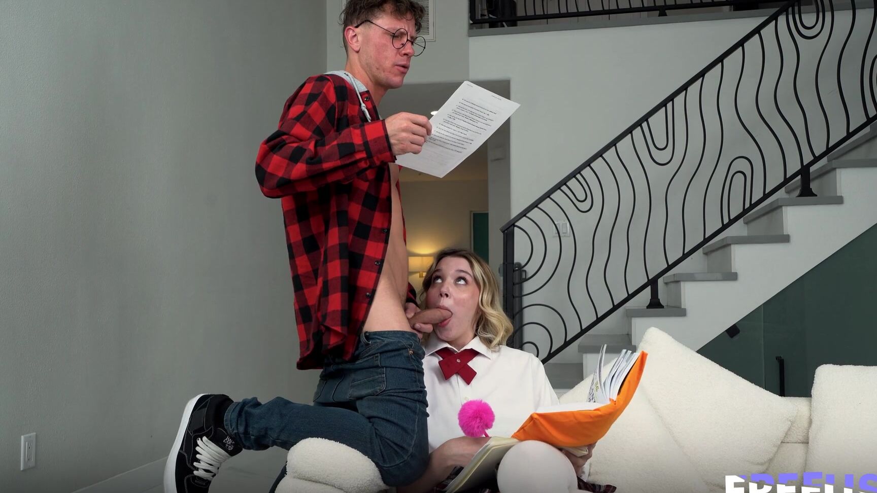 Sophia Sterling is a hot blonde slut who wants to study hard & get a facial