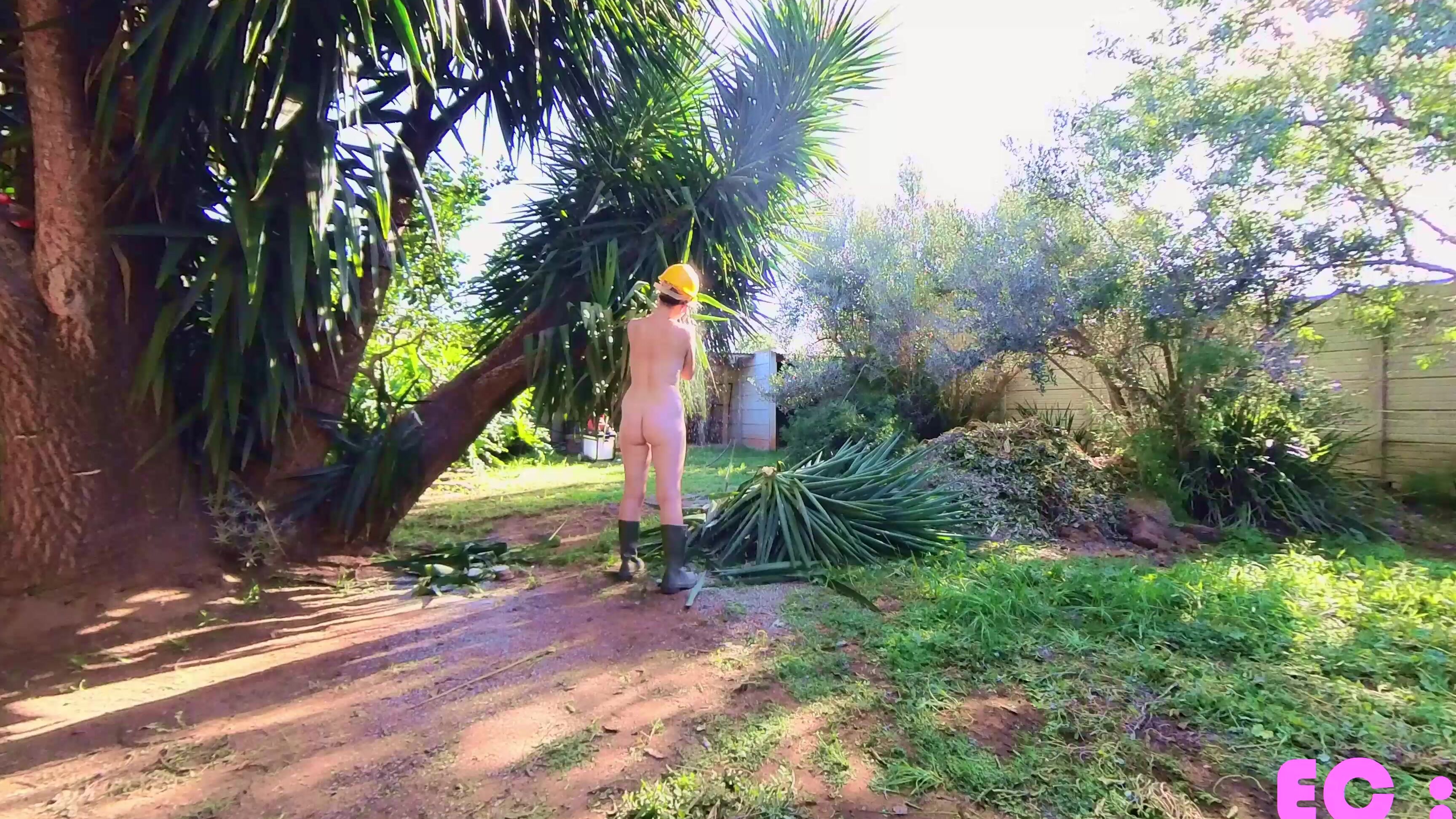 Pinkcandyec Naked Trimming A Tree