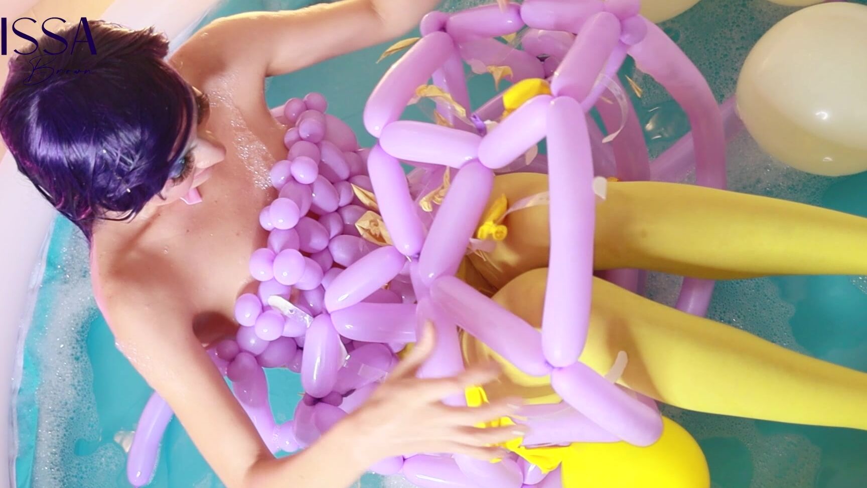 Lissa Brown Inflatable Pool With Lots Of Bubbles And Burlesque Pop Ballo